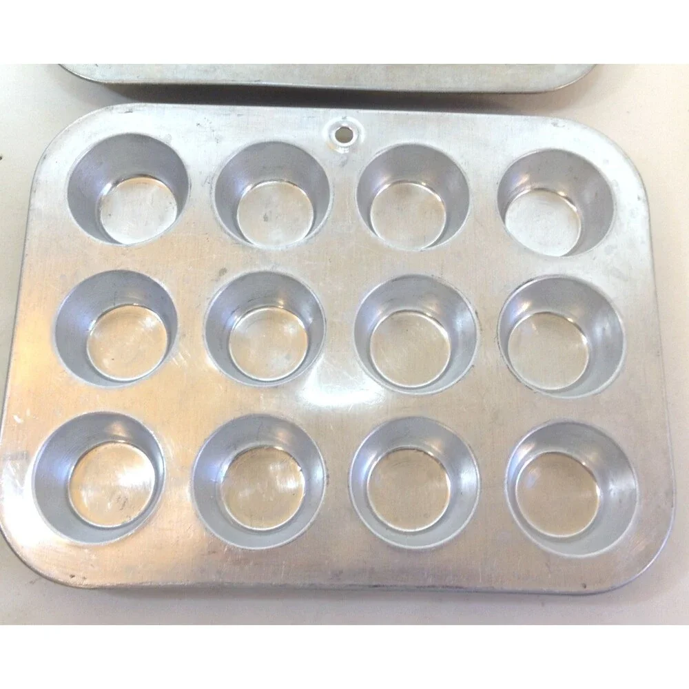 Vintage Chilton Ware Mini Muffin Pans Aluminum Cupcake 12 Holes 2